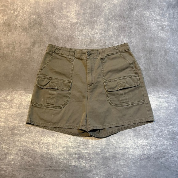 Bass Pants - Bass Women's Olive Green Cotton Front Cargo Shorts Size 6 Utility Outdoor Gorp